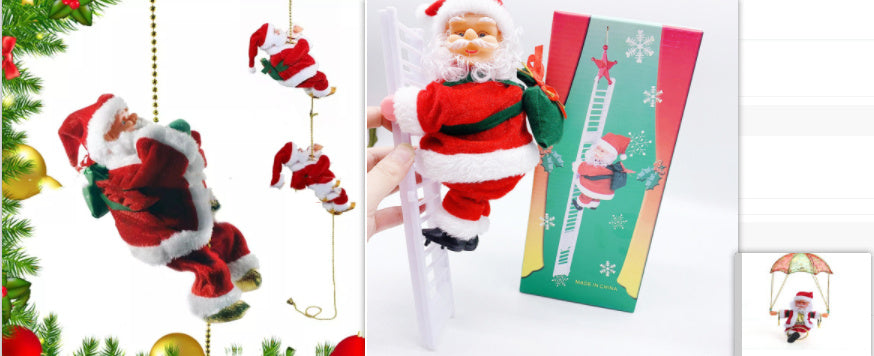 Electric Santa Claus Climbing Ladder Plastic