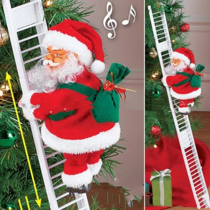 Electric Santa Claus Climbing Ladder Plastic