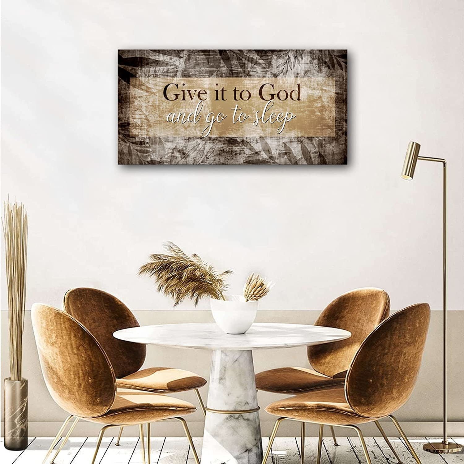 Canvas Wall Art for Bedroom - Christian Quote Sayings Wall Decor - Give it to God and go to Sleep Sign Canvas Prints Picture Stretched Framed Artwork for Living Room Home Decor; Easy to Hang 20"X40" - Jami Art Gallery