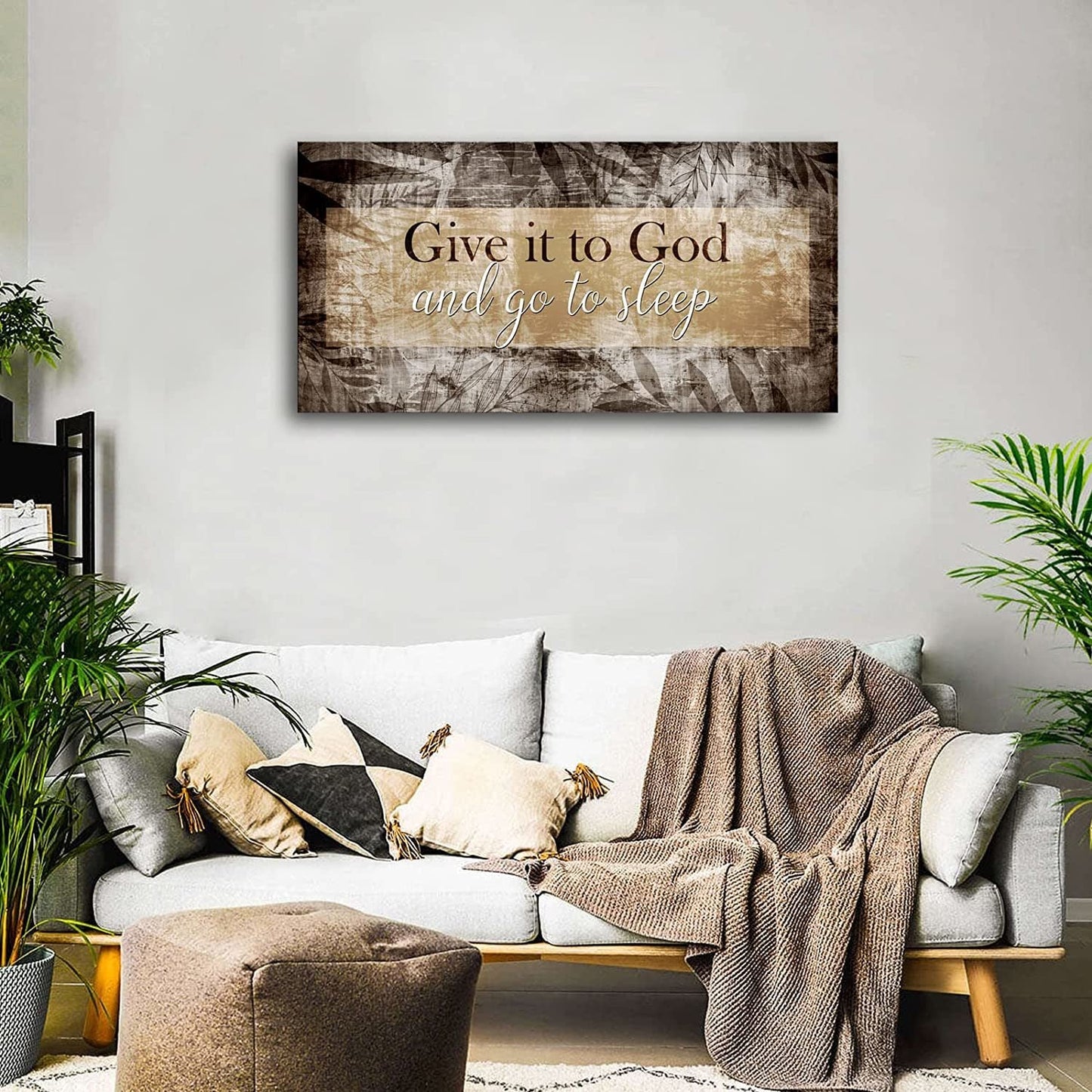 Canvas Wall Art for Bedroom - Christian Quote Sayings Wall Decor - Give it to God and go to Sleep Sign Canvas Prints Picture Stretched Framed Artwork for Living Room Home Decor; Easy to Hang 20"X40" - Jami Art Gallery