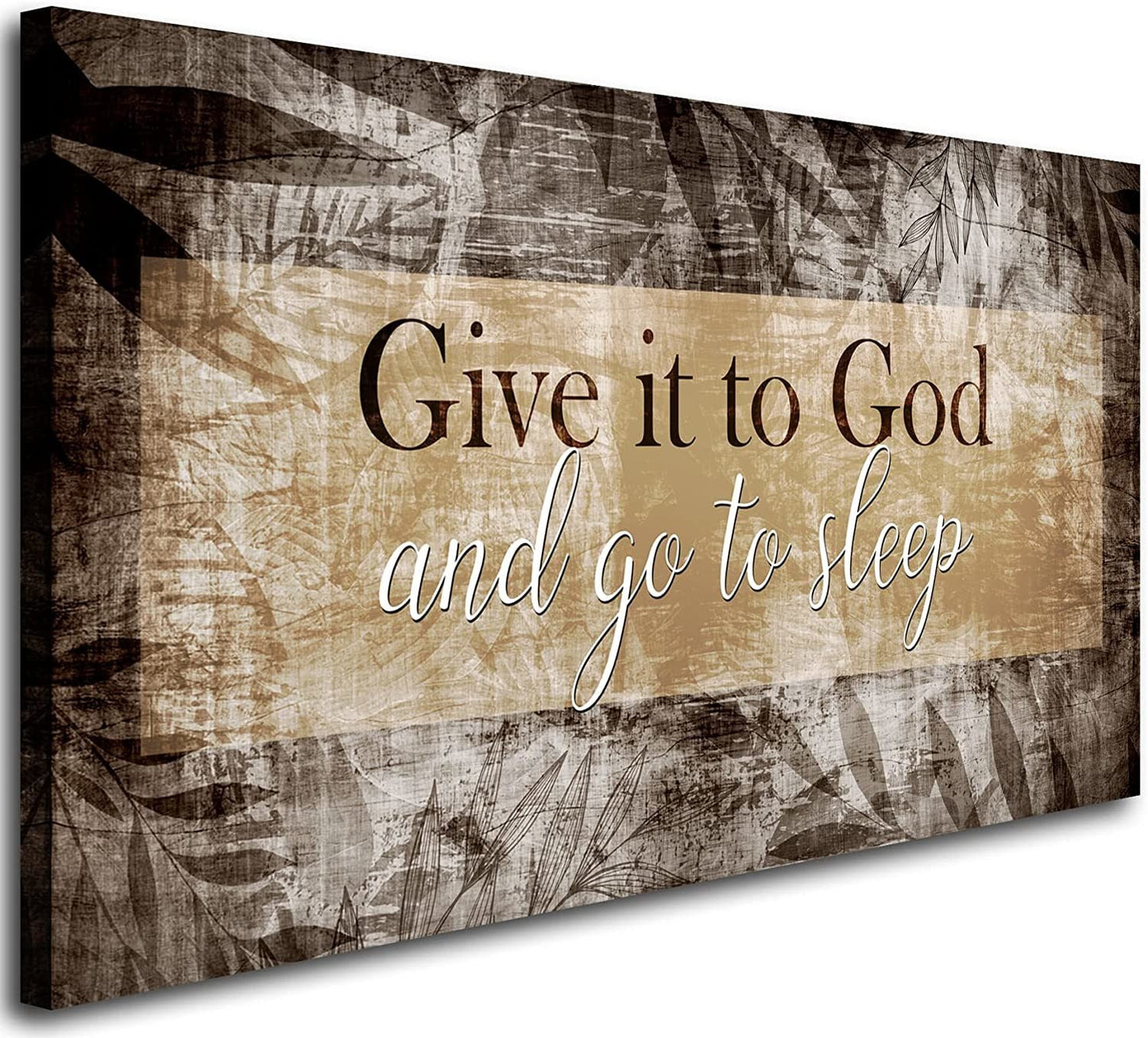 Canvas Wall Art for Bedroom - Christian Quote Sayings Wall Decor - Give it to God and go to Sleep Sign Canvas Prints Picture Stretched Framed Artwork for Living Room Home Decor; Easy to Hang 20"X40" - Jami Art Gallery