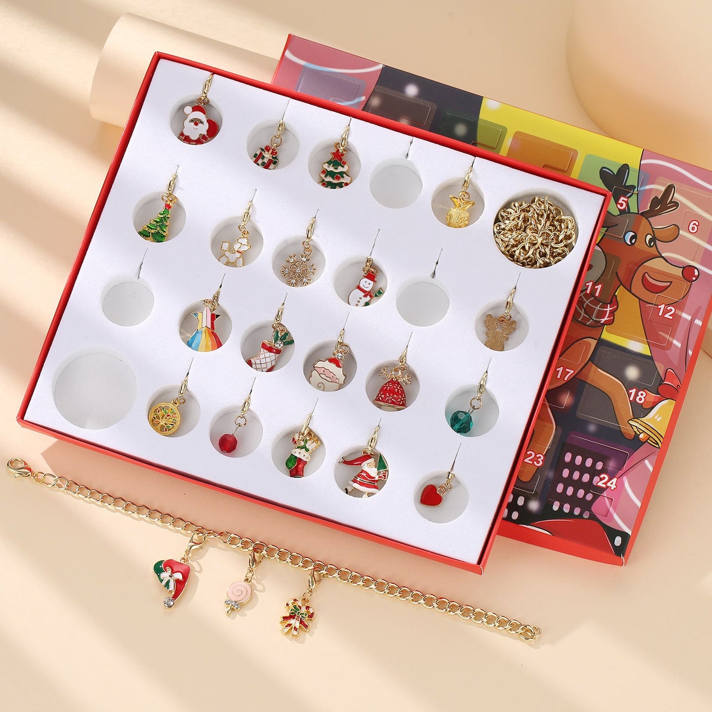 Christmas Advent Calendar Christmas Themed DIY Charm Jewelry Bracelet Necklace Making Kit for Girls - Jami Art Gallery