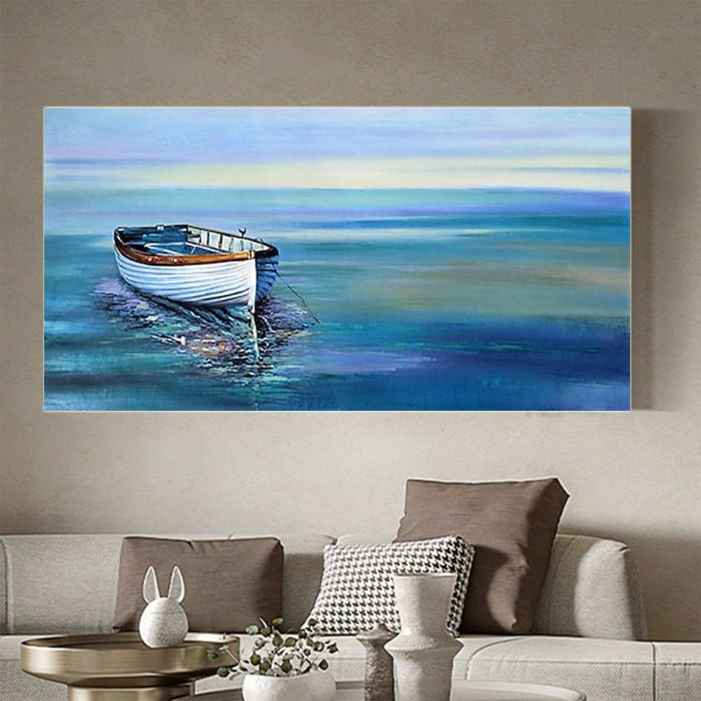 Handmade Oil Painting On Canvas Wall Art Decoration Modern Abstract Boat Landscape Picture Living Room hallway bedroom luxurious decorative painting - Jami Art Gallery