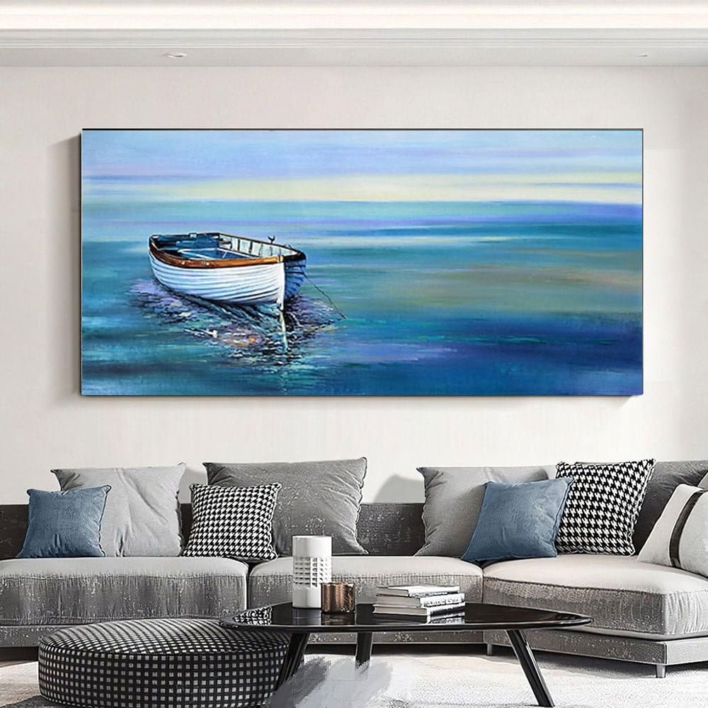 Handmade Oil Painting On Canvas Wall Art Decoration Modern Abstract Boat Landscape Picture Living Room hallway bedroom luxurious decorative painting - Jami Art Gallery