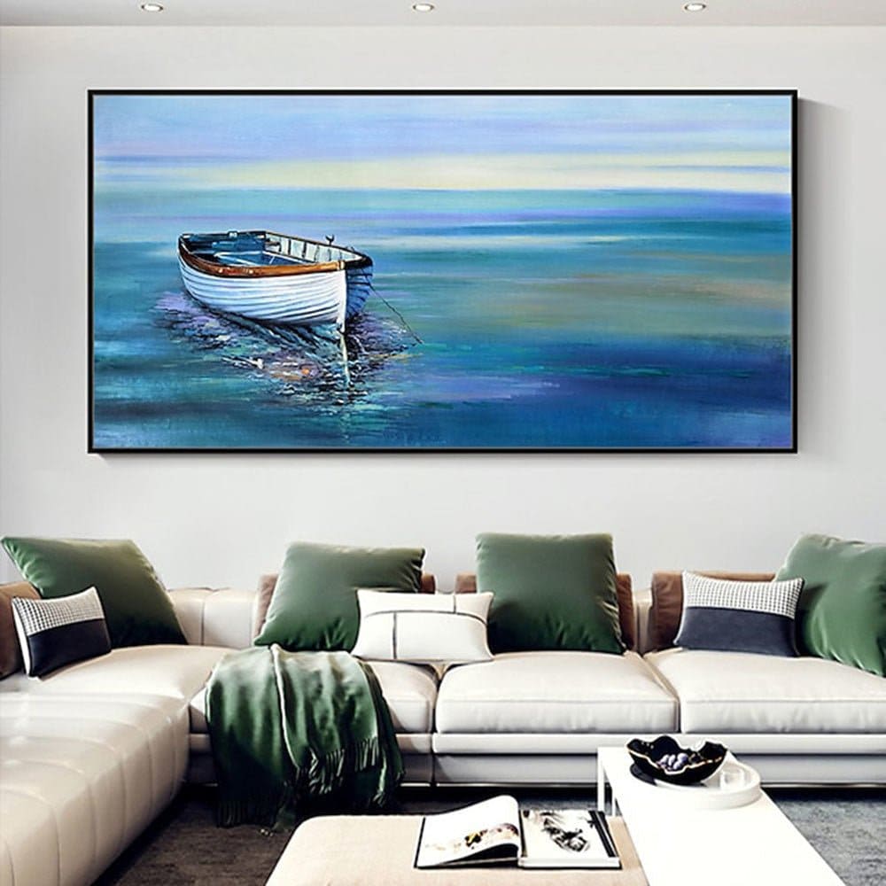 Handmade Oil Painting On Canvas Wall Art Decoration Modern Abstract Boat Landscape Picture Living Room hallway bedroom luxurious decorative painting - Jami Art Gallery