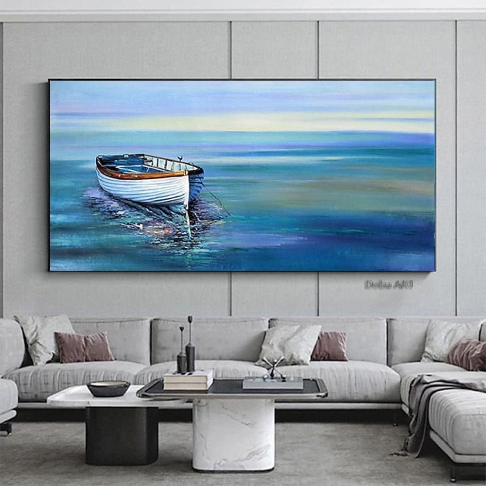 Handmade Oil Painting On Canvas Wall Art Decoration Modern Abstract Boat Landscape Picture Living Room hallway bedroom luxurious decorative painting - Jami Art Gallery