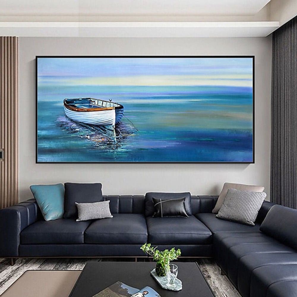 Handmade Oil Painting On Canvas Wall Art Decoration Modern Abstract Boat Landscape Picture Living Room hallway bedroom luxurious decorative painting - Jami Art Gallery