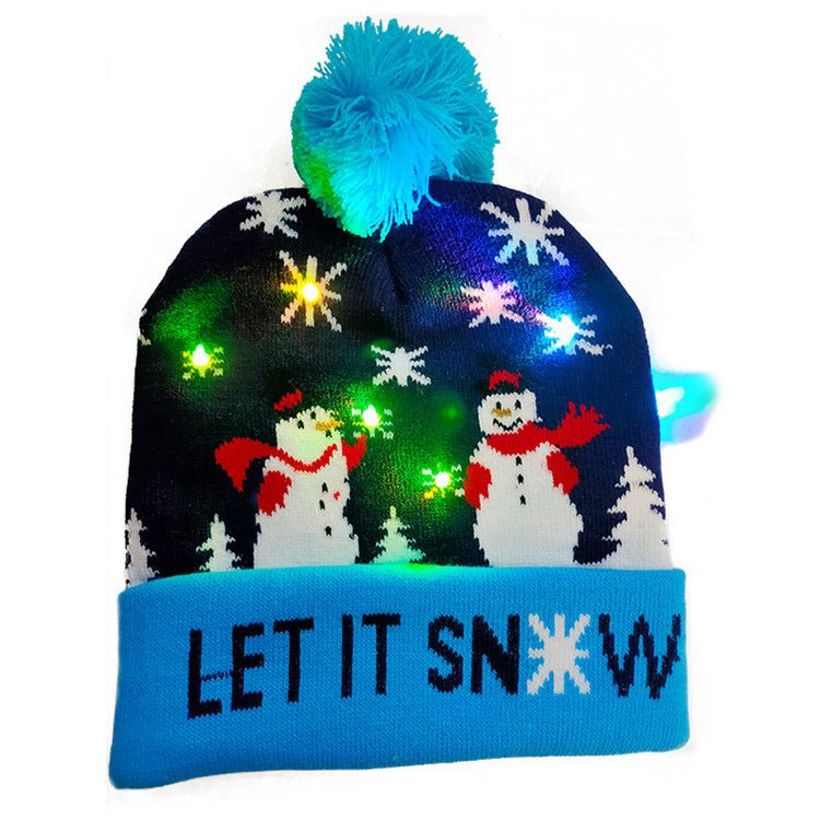 LED Christmas Hat Sweater Knitted Beanie Christmas Light Up Knitted Hat Christmas Gift Kids Xmas New Year Decorations - Jami Art Gallery