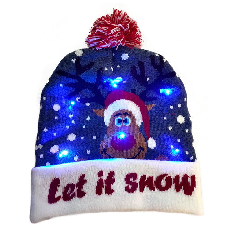 LED Christmas Hat Sweater Knitted Beanie Christmas Light Up Knitted Hat Christmas Gift Kids Xmas New Year Decorations - Jami Art Gallery