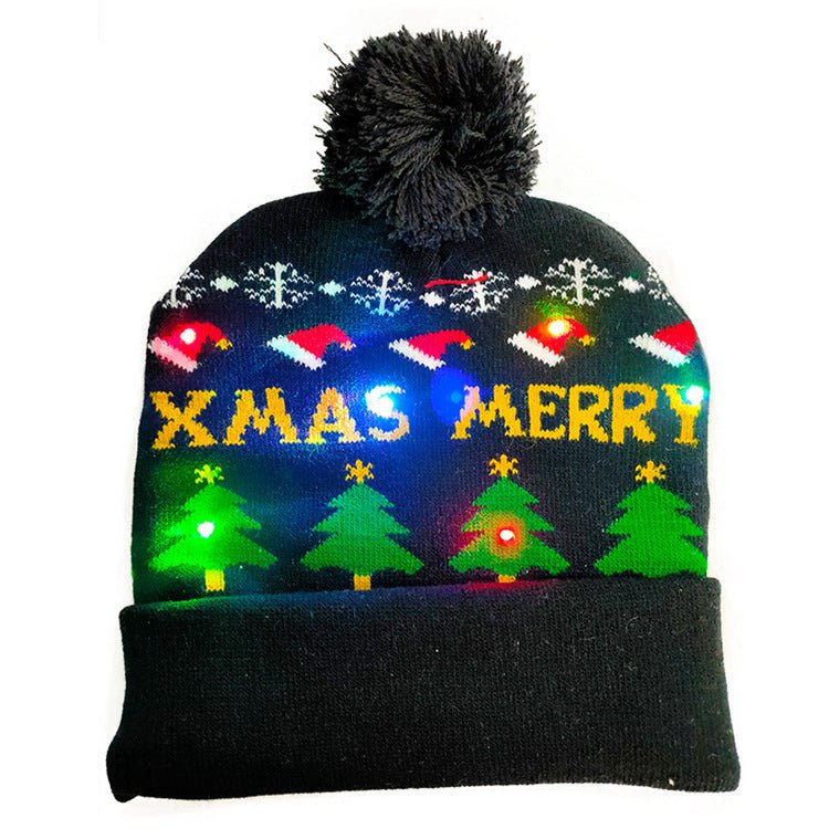 LED Christmas Hat Sweater Knitted Beanie Christmas Light Up Knitted Hat Christmas Gift Kids Xmas New Year Decorations - Jami Art Gallery