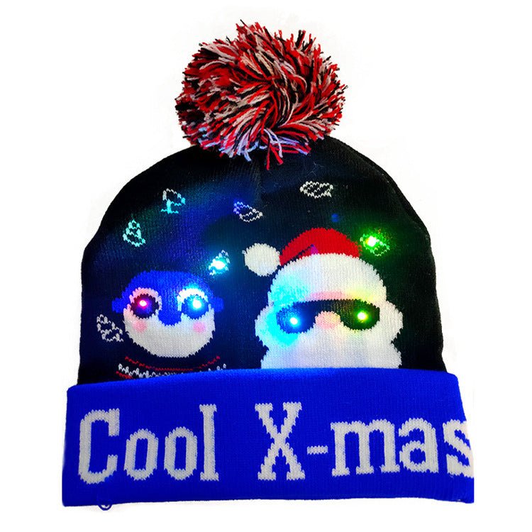 LED Christmas Hat Sweater Knitted Beanie Christmas Light Up Knitted Hat Christmas Gift Kids Xmas New Year Decorations - Jami Art Gallery