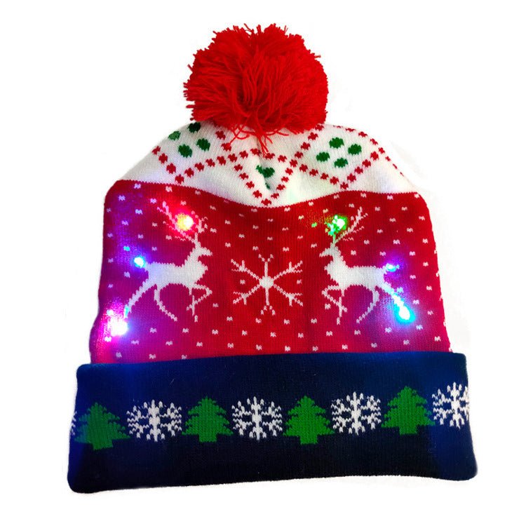 LED Christmas Hat Sweater Knitted Beanie Christmas Light Up Knitted Hat Christmas Gift Kids Xmas New Year Decorations - Jami Art Gallery