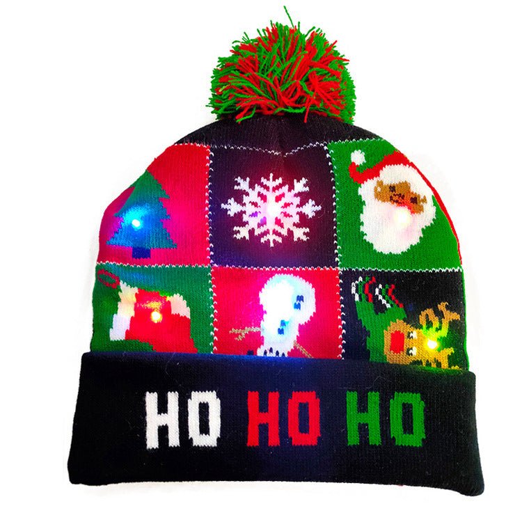 LED Christmas Hat Sweater Knitted Beanie Christmas Light Up Knitted Hat Christmas Gift Kids Xmas New Year Decorations - Jami Art Gallery