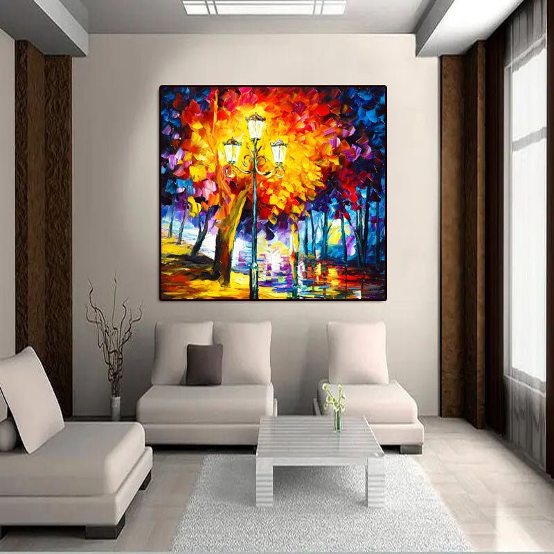 New Painting Home Decoration Modern Hand Painted Abstract Painting With Blue And Gold Texture Large Living Room Wall Picture - Jami Art Gallery